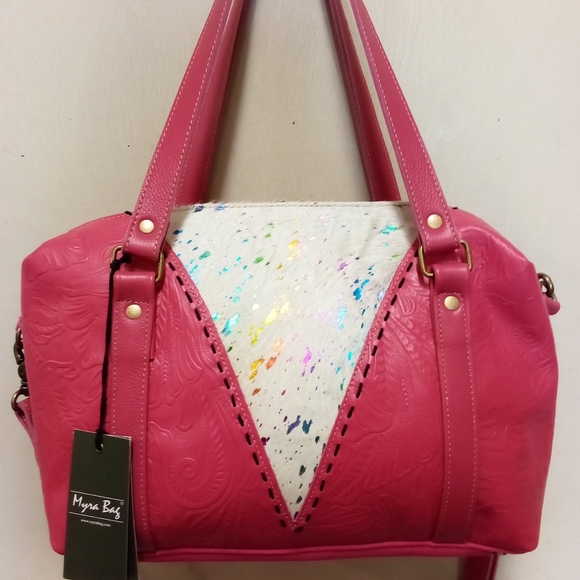 Myra Bag Co Handbags - NWT Myra Bag Co Tooled Leather And Hide Purse